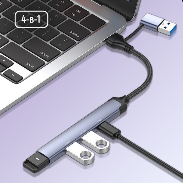 USB-хаб ColorWay USB-A/USB-C 4-в-1 USB2.0х2/USB3.0/USB-C2.0 (CW-HUB06) 54407 фото
