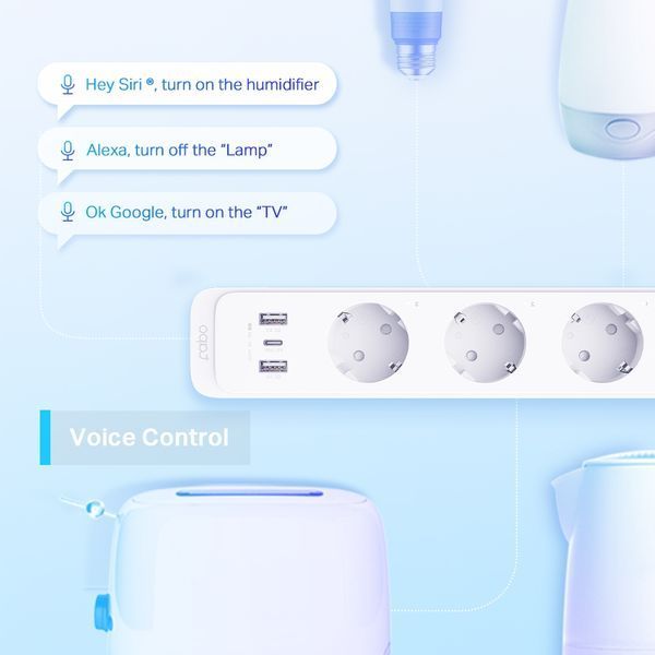 Розумний Wi-Fi мережевий фільтр-подовжувач TP-Link Tapo P300 1.5 м 2 x USB-A + USB-C White 36424 фото