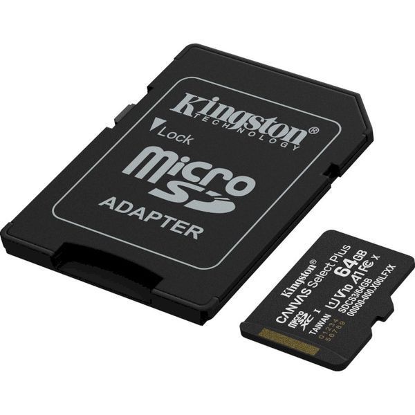 Карта пам'яті Kingston Canvas Select Plus microSDXC 64GB UHS-I U1 V10 + SD-адаптер (SDCS3/64GB) 55848 фото