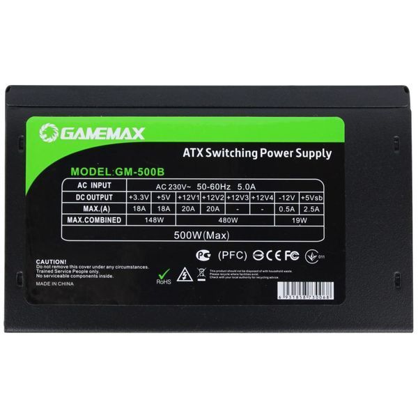 Блок живлення GameMax GM-500B (500 Вт) 52551 фото