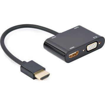 Адаптер-перехідник HDMI на HDMI/VGA+Аудіо 3.5 (A-HDMIM-HDMIFVGAF-01) 129821 фото