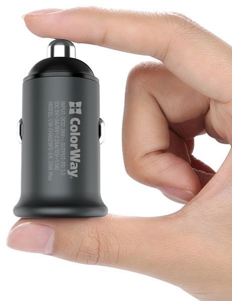 Автомобільний зарядний пристрій ColorWay 1USB Power Delivery Port USB Type-C (20W) Gray 27386 фото