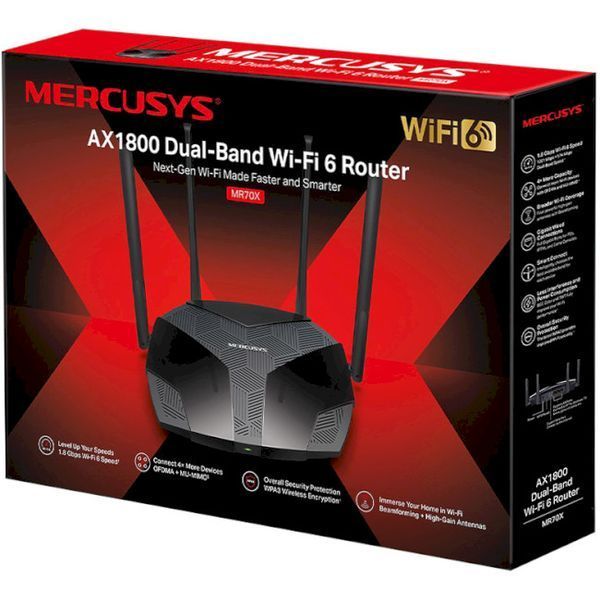 Маршрутизатор Mercusys MR70X WiFi6 / AX1800 / 1 Гбіт/с 53948 фото