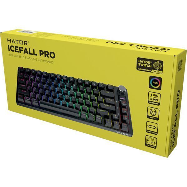 Клавіатура бездротова Hator Icefall PRO Wireless/Bluetooth/USB Black (HTK450UA) 56051 фото