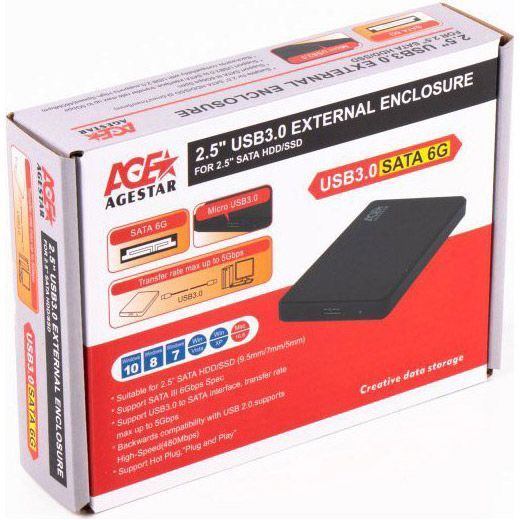 Зовнішня кишеня Agestar для HDD/SDD 2.5" SATA USB 3.0 (3UB2P2) 33416 фото