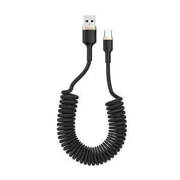 Кабель ColorWay USB - Type-C (spiral) 2.4А 35-150см чорний 22707 фото