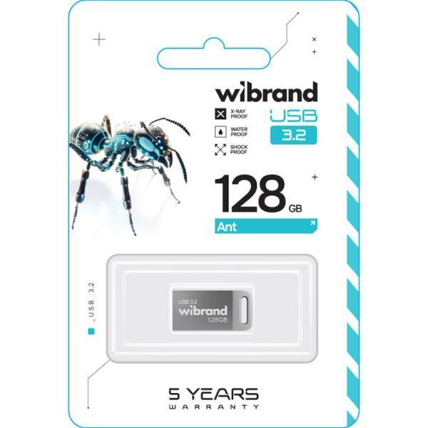 Флеш пам'ять USB Wibrand Ant 128GB USB 3.2 Gen1 Silver (WI3.2/AN128M4S) 51345 фото