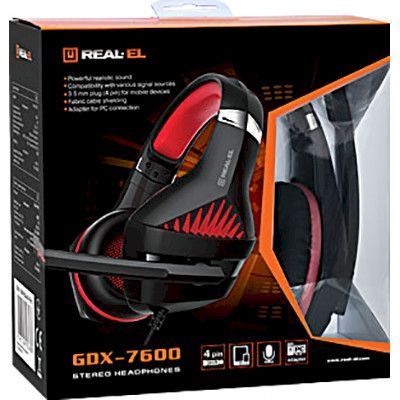 Навушники REAL-EL GDX-7600 Black/Red 12384 фото