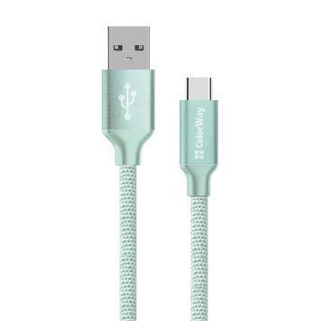 Кабель ColorWay USB-USB Type-C, 2.4А, 2м Mint 96149 фото