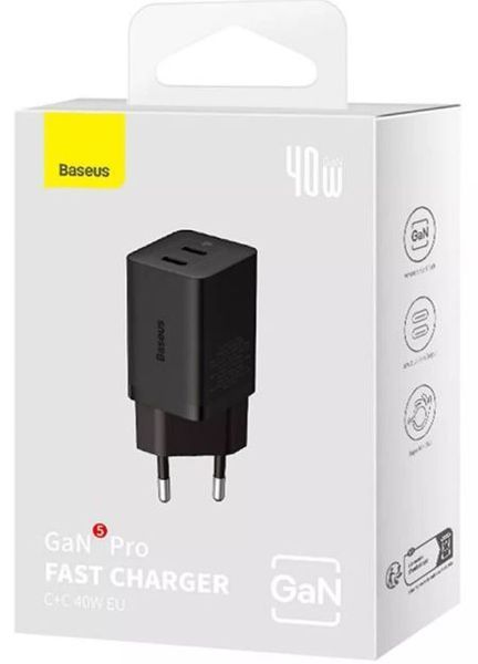 Зарядний пристрій Baseus GaN5 Pro Fast Charger 40W 2 x Type-C Black (CCGP180101) 55543 фото Зарядний пристрій Baseus GaN5 Pro Fast Charger 40W 2 x Type-C Black (CCGP180101) 55543 фото