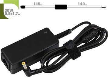 Блок живлення 1StCharger для ноутбука DELL 30W 19V 1.58A 5.5x1.7 + кабель живлення Retail BOX 17011 фото