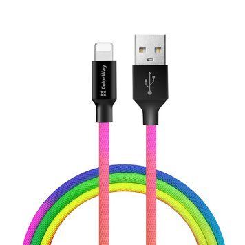 Кабель ColorWay USB - Apple Lightning (multicolor) 2.4А 1м 100581 фото