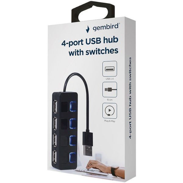 USB-хаб Gembird 4 Port з вимикачами UHB-U2P4-05 132061 фото