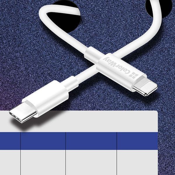Кабель ColorWay USB Type-C-Lightning, 3.0А, 1м, White 98373 фото
