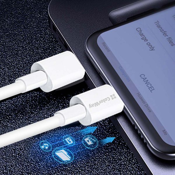 Кабель ColorWay USB Type-C-Lightning, 3.0А, 1м, White 98373 фото