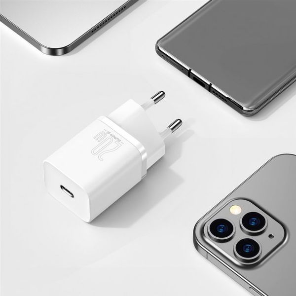 Зарядний пристрій Baseus Super Super Silicone PD Charger 20W (1Type-C) White (CCSUP-B02) 45441 фото