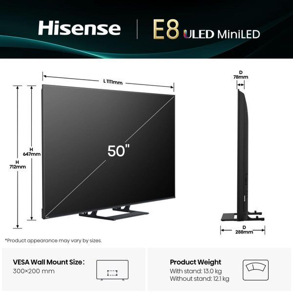 Телевізор Hisense 50E8Q 55468 фото