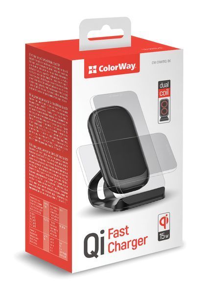 Бездротовий зарядний пристрій ColorWay Wireless Stand 15W Black (підставка для телефону) 111568 фото