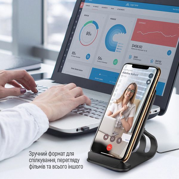 Бездротовий зарядний пристрій ColorWay Wireless Stand 15W Black (підставка для телефону) 111568 фото