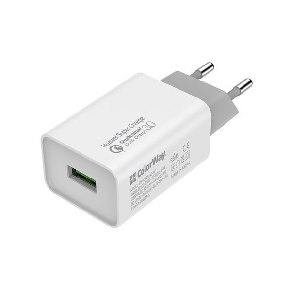 Зарядний пристрій ColorWay 1USB Huawei Super Charge/Quick Charge 3.0, 4A (20W) 100657 фото