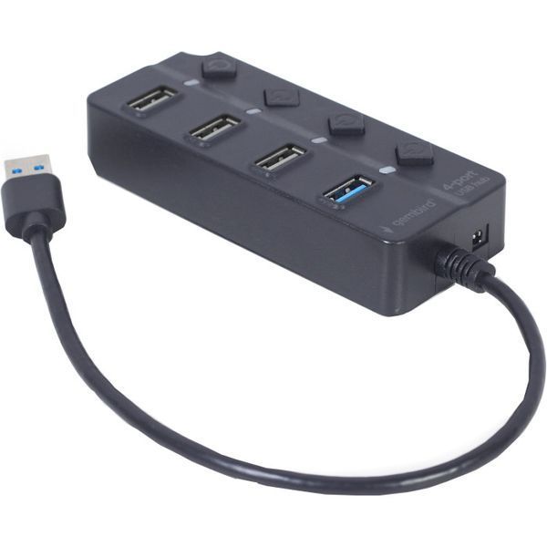 USB-хаб Gembird 4 Port (1xUSB3.1 + 3xUSB2.0) з вимикачами (UHB-U3P1U2P3P-01) 132062 фото