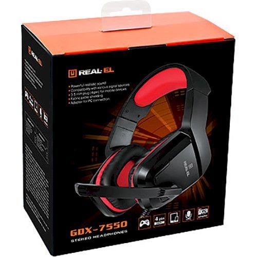 Навушники REAL-EL GDX-7550 Black/Red 89548 фото