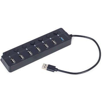 USB-хаб Gembird 7 Port (1xUSB3.1 + 6xUSB2.0) з вимикачами (UHB-U3P1U2P6P-01) 28236 фото