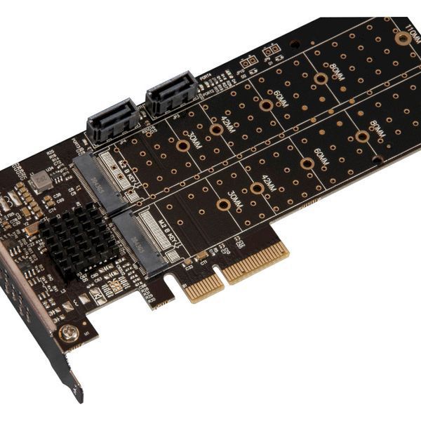 Плата розширення Frime (ECF-PCIEtoSSD012.LP) PCI-E-2хM.2+2хSATA, 88SE9215 141095 фото