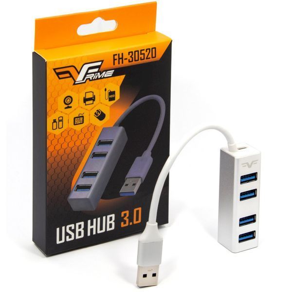 USB-хаб Frime 4-х портовий 3.0 Silver (FH-30520) 140987 фото