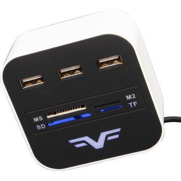 USB-хаб Frime 3-портовий з кардридером All-in-One White (FHC-AllinOne3p2W) 28243 фото