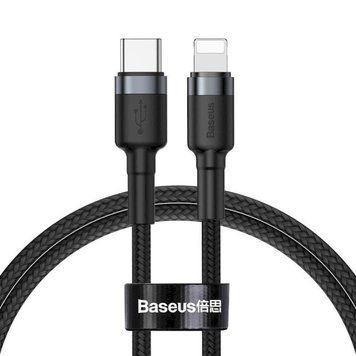 Кабель Baseus Cafule Type-C to Lightning PD 18 W 1 м CATLKLF-G1 Black-Grey (CATLKLF-G1) 44945 фото
