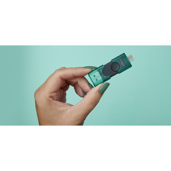 Флешка Kingston DataTraveler Duo 256GB USB 3.2 Gen 1 + Type-C Black/Green (DTDEG2/256GB) 57103 фото