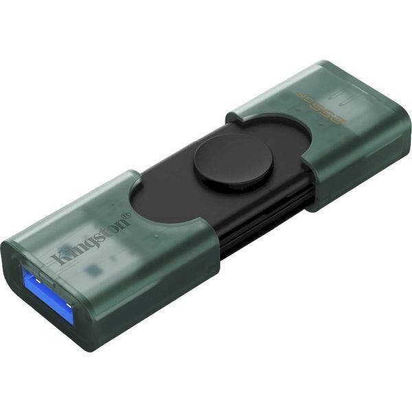 Флешка Kingston DataTraveler Duo 256GB USB 3.2 Gen 1 + Type-C Black/Green (DTDEG2/256GB) 57103 фото