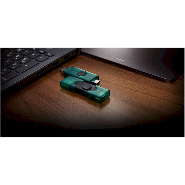Флешка Kingston DataTraveler Duo 256GB USB 3.2 Gen 1 + Type-C Black/Green (DTDEG2/256GB) 57103 фото