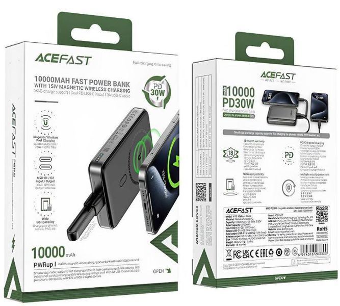 УМБ (Power Bank) Acefast M10-10000 PD30W 10000mAh Black 57064 фото