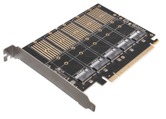 Плата розширення Frime WCH382L (ECF-PCIEtoSSD010) PCI-E-5xM.2 (B Key) 141094 фото
