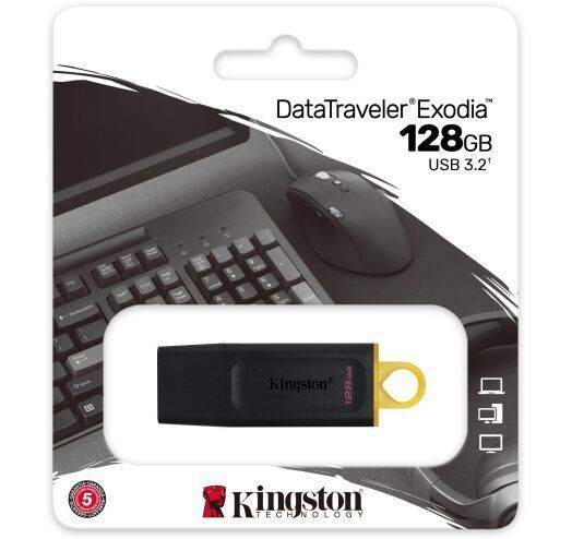 Флешка Kingston DataTraveler Exodia 128GB USB 3.2 Gen 1 Black/Yellow (DTX/128GB) 40787 фото