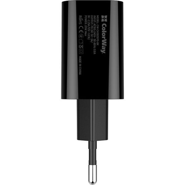 Зарядний пристрій ColorWay Power Delivery Port USB Type-C 20W V2 Black (CW-CHS026PD-BK) 111900 фото