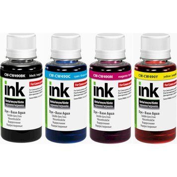 Комплект чорнил ColorWay Canon GI-490 PIXMA G1400/G2400/G3400 (4х100мл) BK/С/M/Y (CW-CP490/CW490SET01) 59474 фото