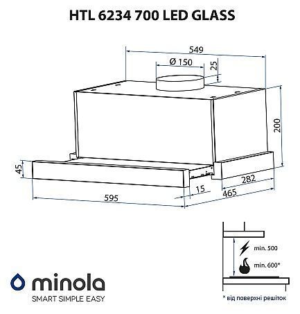 Витяжка телескопічна Minola HTL 6234 BL 700 LED GLASS 34372 фото Витяжка телескопічна Minola HTL 6234 BL 700 LED GLASS 34372 фото