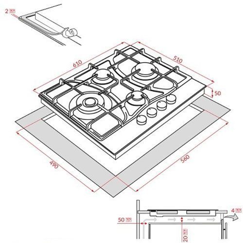 Варильна поверхня газова Weilor GG W 614 BL УТ000001792 фото