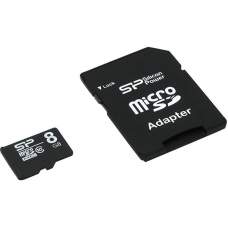 Карта памяти Silicon Power 8 GB microSDHC Class 10 + SD adapter SP008GBSTH010V10-SP
