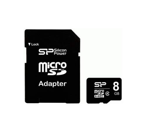 Карта памяти microSD SiliconPower 8Gb (4)+Ad